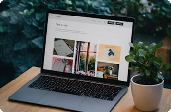 a website interface showing in a laptop screen