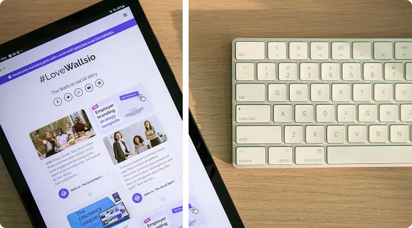 a tablet and a keyboard on a desk, managing a WordPress website