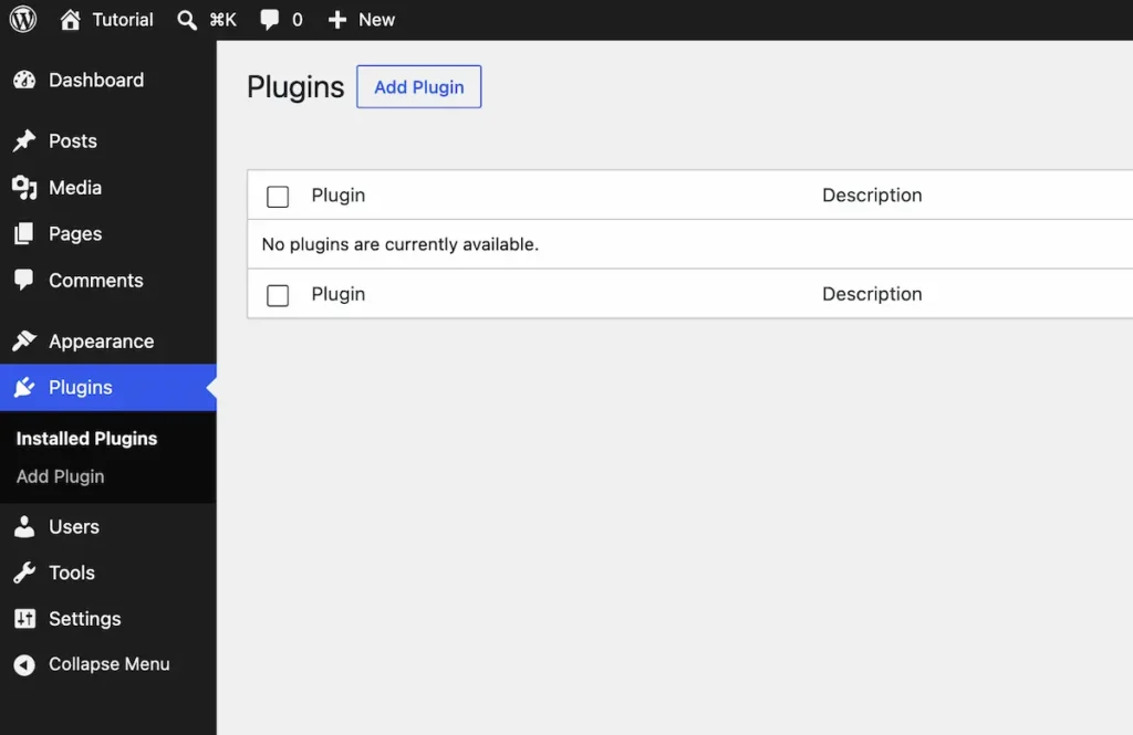 Plugins WordPress dashboard