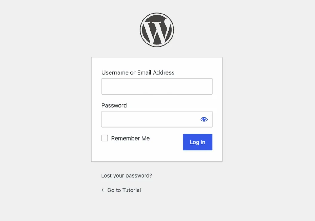WordPress admin login page