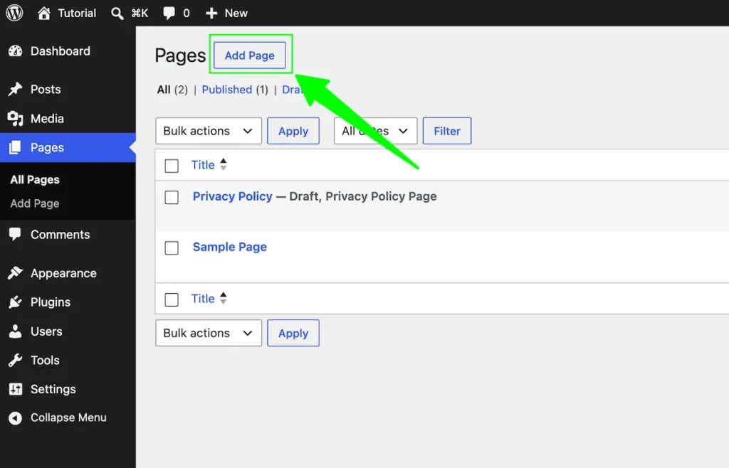 adding your first page