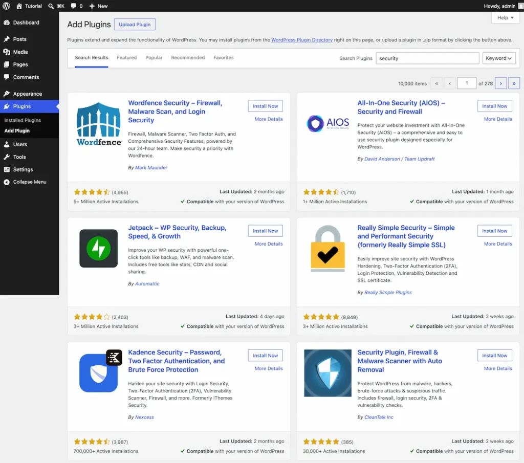 WordPress Security for Beginners: A Simple Checklist 2 install a security plugin