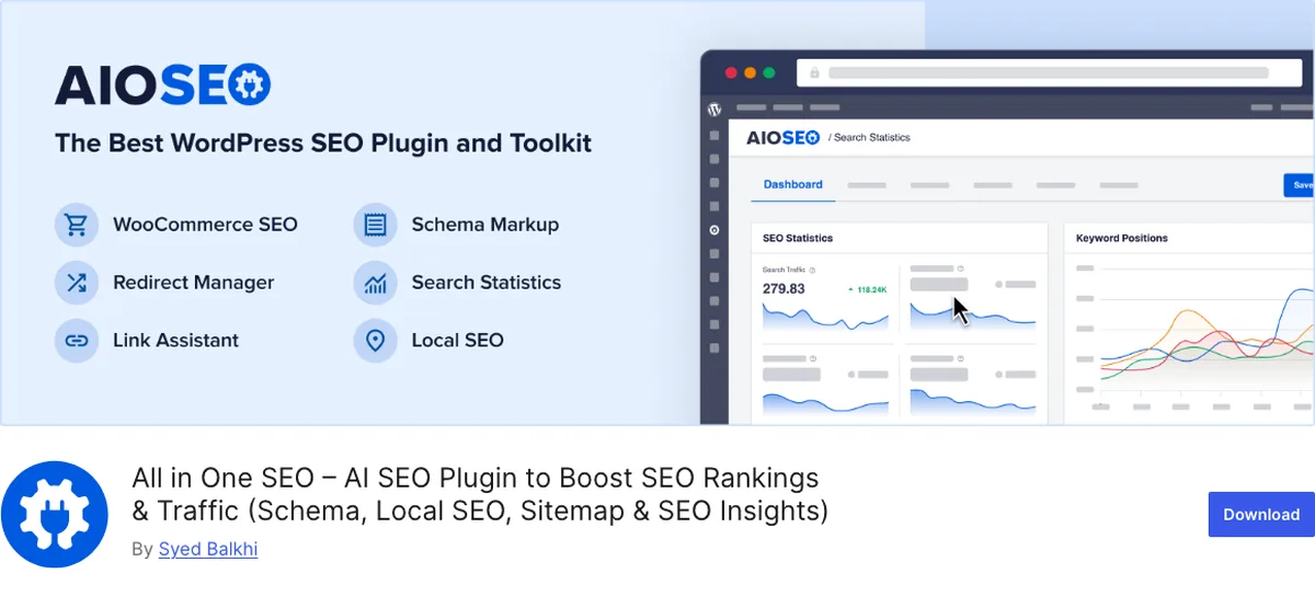 Top 6 WordPress SEO Plugins for Beginners 3 All in One SEO plugin page on WordPress.org