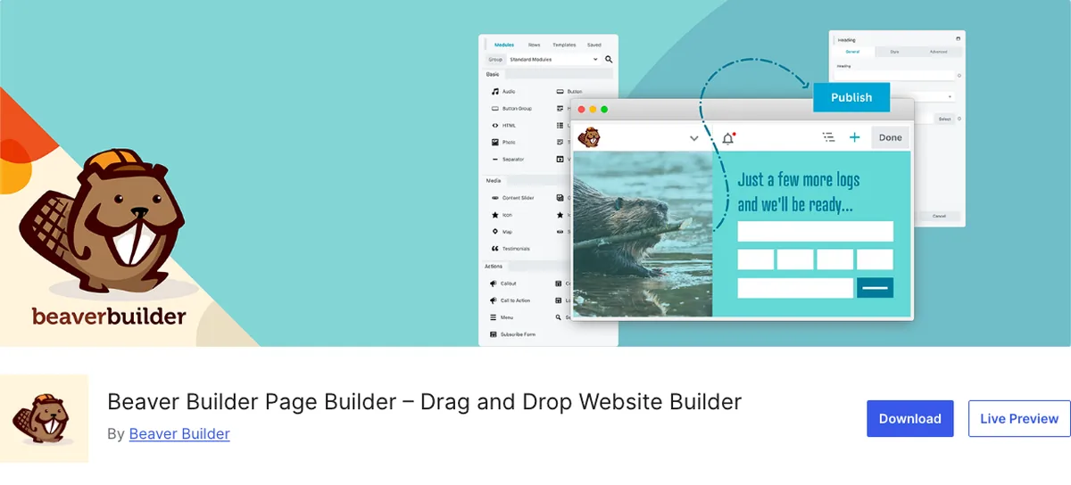 Beaver Builder Lite plugin page on WordPress.org