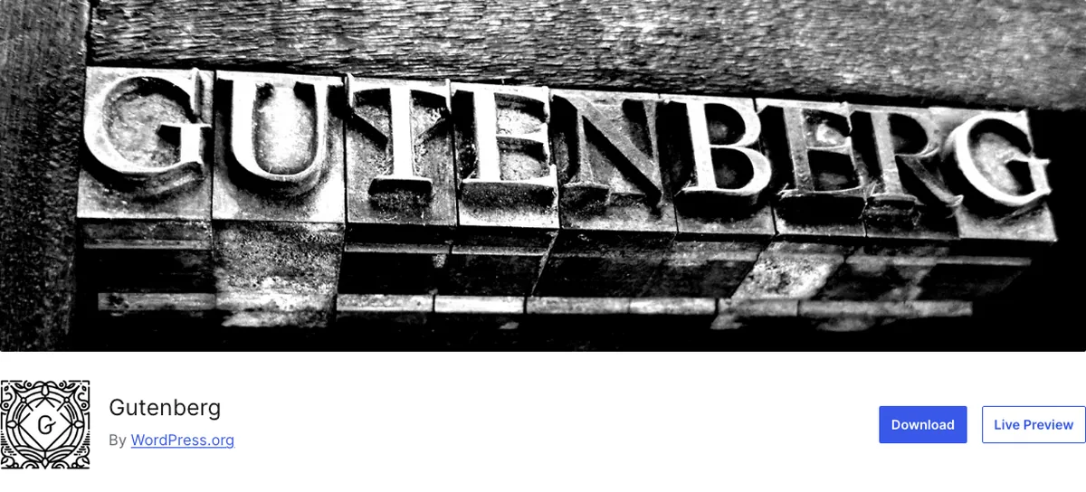 Gutenberg plugin page on WordPress.org, the beta channel for the block editor