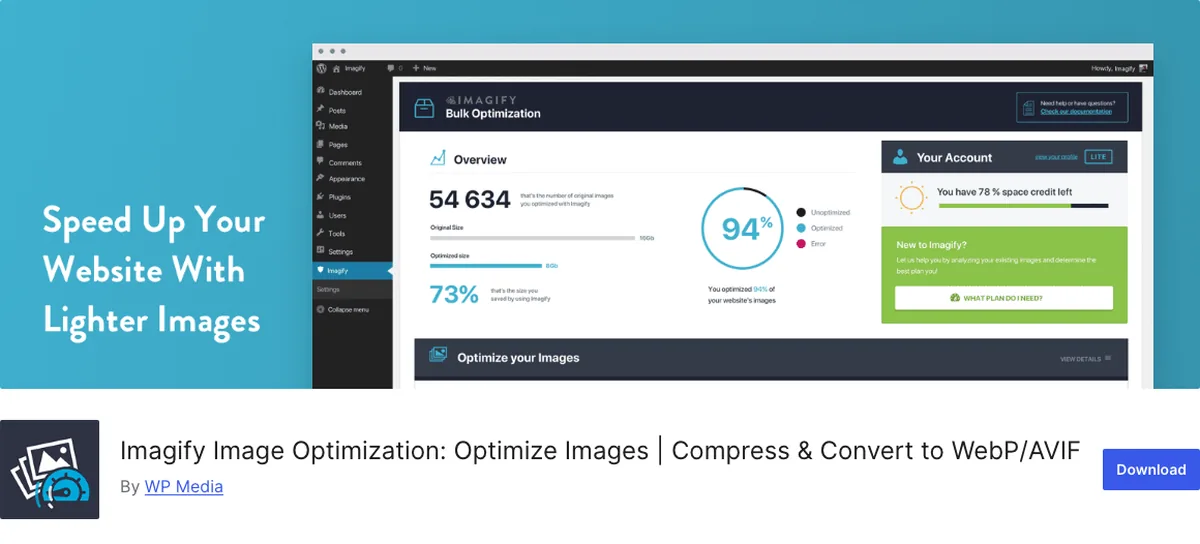 Top 6 Image Optimization Plugins for WordPress 2 Imagify image optimizer plugin page on WordPress.org