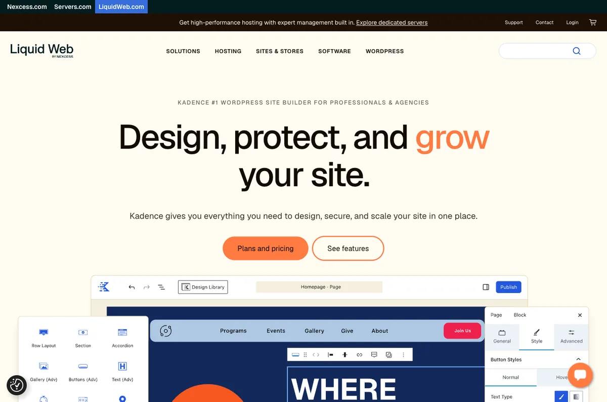 Kadence Blocks vs Elementor: Which Should You Choose for Your WordPress Site? 3 Kadence product page on liquidweb.com, where Kadence pricing now lives