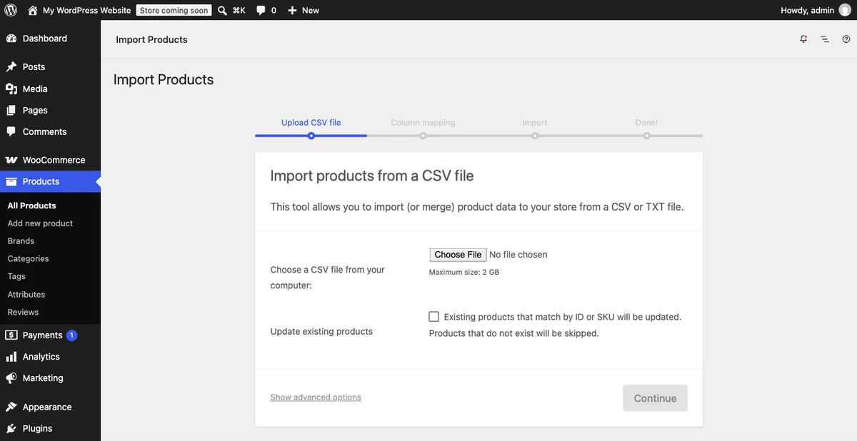 What Is a CSV File? A Plain English Guide for WordPress Users 2 The WooCommerce product CSV importer screen in WordPress