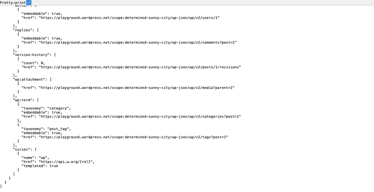 What Is a JSON File? A Plain English Guide for WordPress Users 2 WordPress REST API returning post data as JSON in a browser