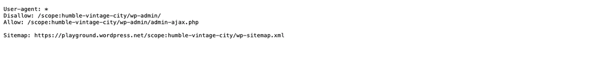 A WordPress robots txt file displayed in a web browser