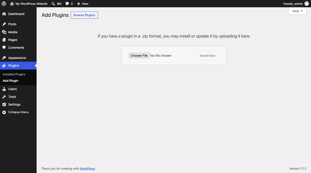 How WordPress Uses a Zip File (And Why Yours Won't Install) 1 The WordPress Upload Plugin screen accepting a zip file