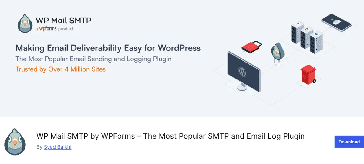 WP Mail SMTP plugin page on WordPress.org, fixes WordPress email delivery